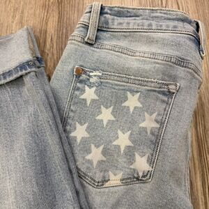 Judy Blue Womens 9/29 Star Pocket Mid Rise Boyfriend Cuffed Jeans‎